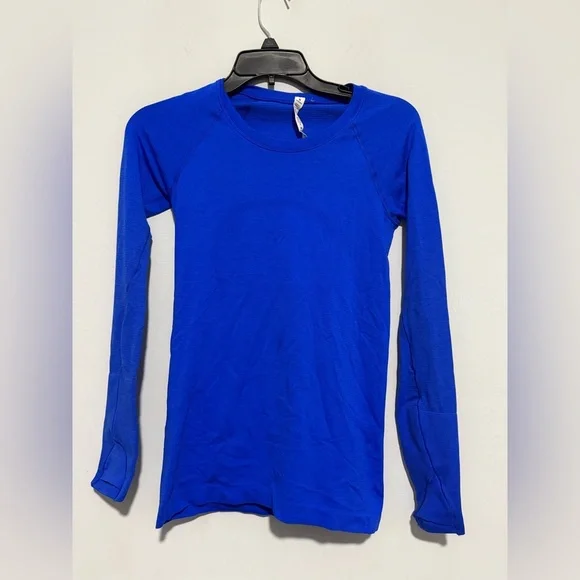 Lululemon Swiftly Tech Cerulean Blue Long Sleeve with finger holes Size 4 - Picture 2 of 5